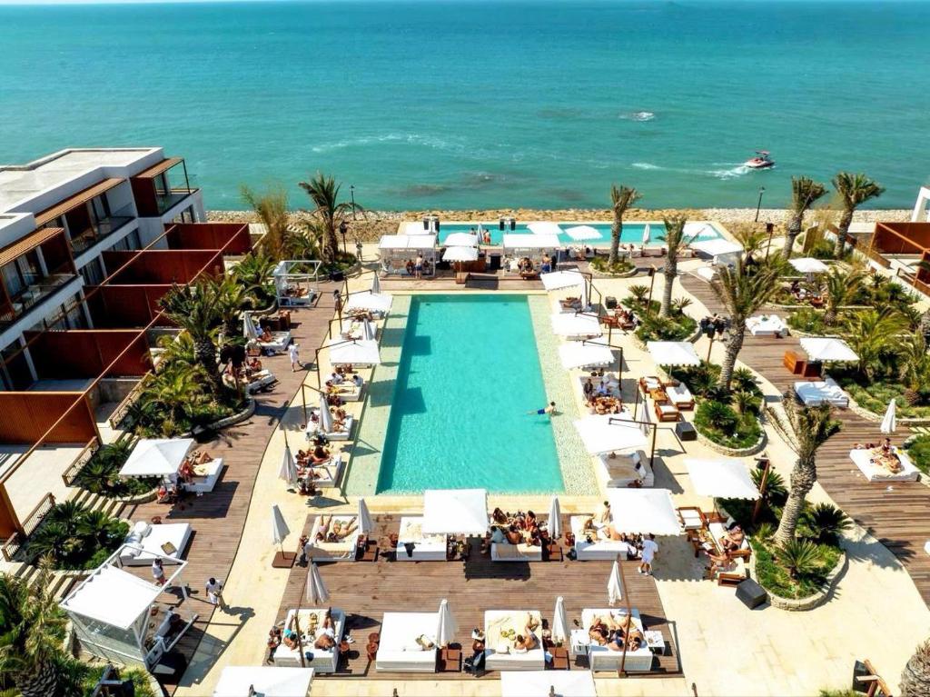 an aerial view of a resort with a swimming pool at Sea Breeze Baku in Baku