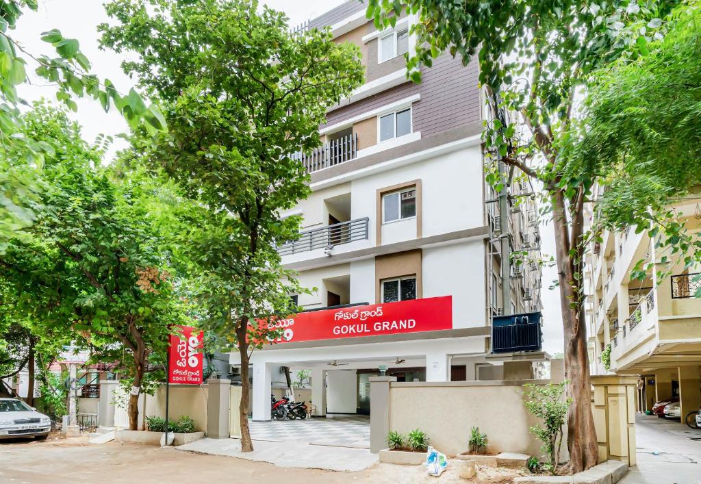 a view of the front of a building at Super Hotel O Gokul Grand Near SR Nagar Police Station in Hyderabad