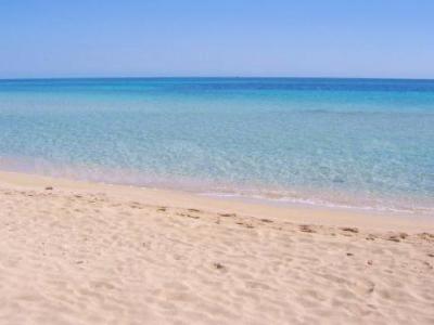 una spiaggia sabbiosa con l'oceano sullo sfondo di B&B Scogli Bianchi a Noto Marina