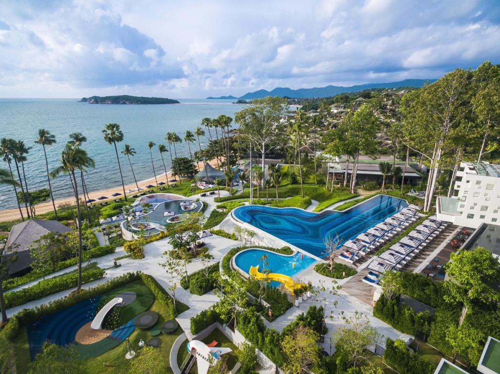 an aerial view of a resort with a swimming pool at Hyatt Regency Koh Samui in Chaweng
