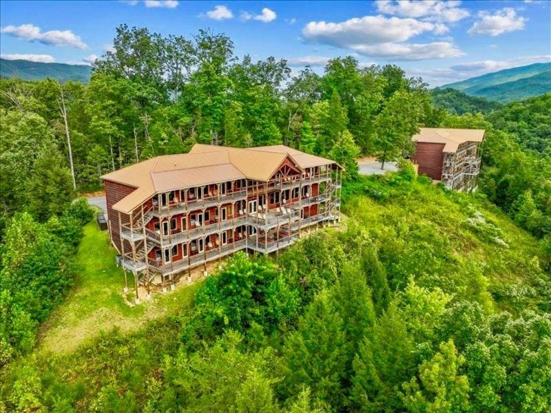 an aerial view of a building on a hill at Greenbrier Estate in Pittman Center