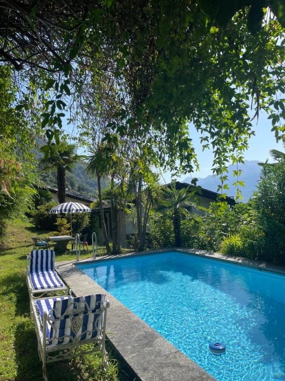 a swimming pool with two lounge chairs next to it at Sete Fontes - Agarone Holiday Nest in Agarone