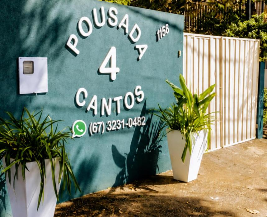 two potted plants sitting in front of a wall at Pousada 4 cantos in Corumbá