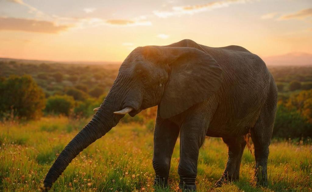 an elephant standing in a field of grass at Bundox Explorer Camp in Hoedspruit