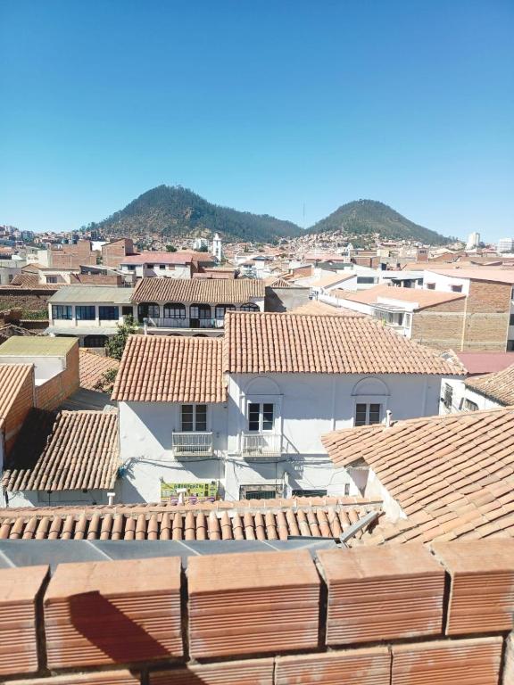 arial view of a city with roofs at B&B Recoleta in Sucre