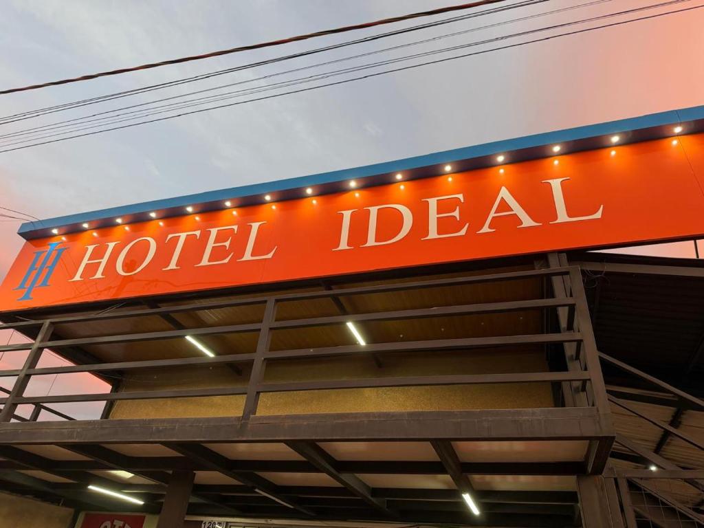 a hotel idea sign on top of a building at Hotel Ideal in Ribas do Rio Pardo