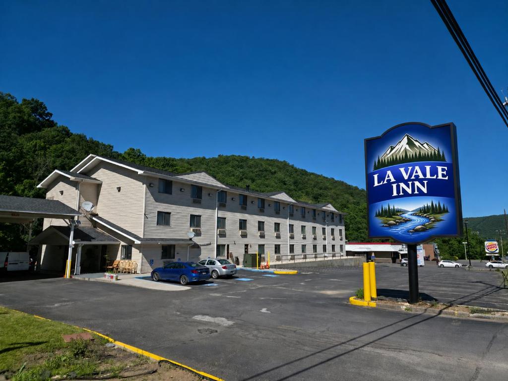 a la value inn sign in front of a parking lot at LaVale Inn Cumberland Area in La Vale