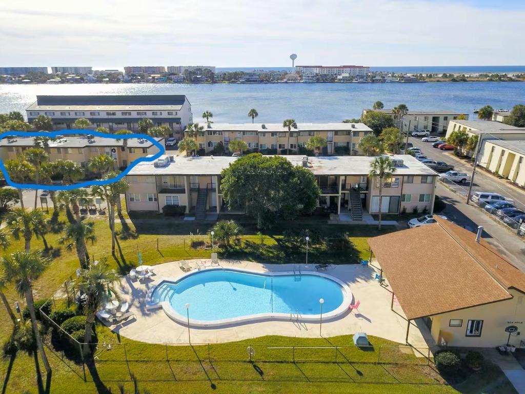 an aerial view of a resort with a swimming pool at Sea Palm G in Fort Walton Beach