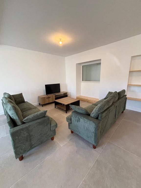 a living room with two couches and a television at Maison de vacance à DAX in Dax