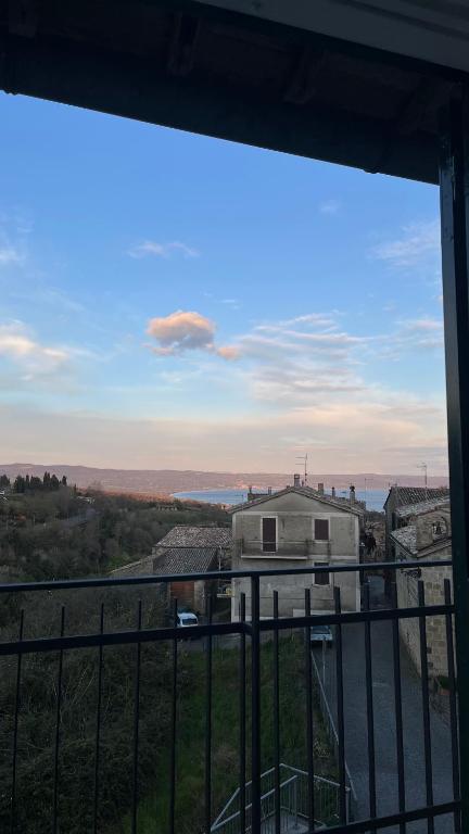 a view from a balcony of a building with a view at alloggio belvedere nel borgo in Gradoli