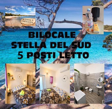 a collage of photos of a bedroom and a beach at Stella Marys Sud in Olbia