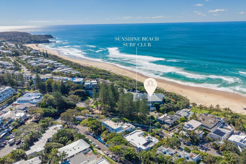 an aerial view of a beach with the words anything has wifi surf city at 3WR Sunshine Beach Dream 3BR in Sunshine Beach