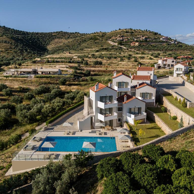 an aerial view of a villa with a swimming pool at Anassia Villas in Nafplio