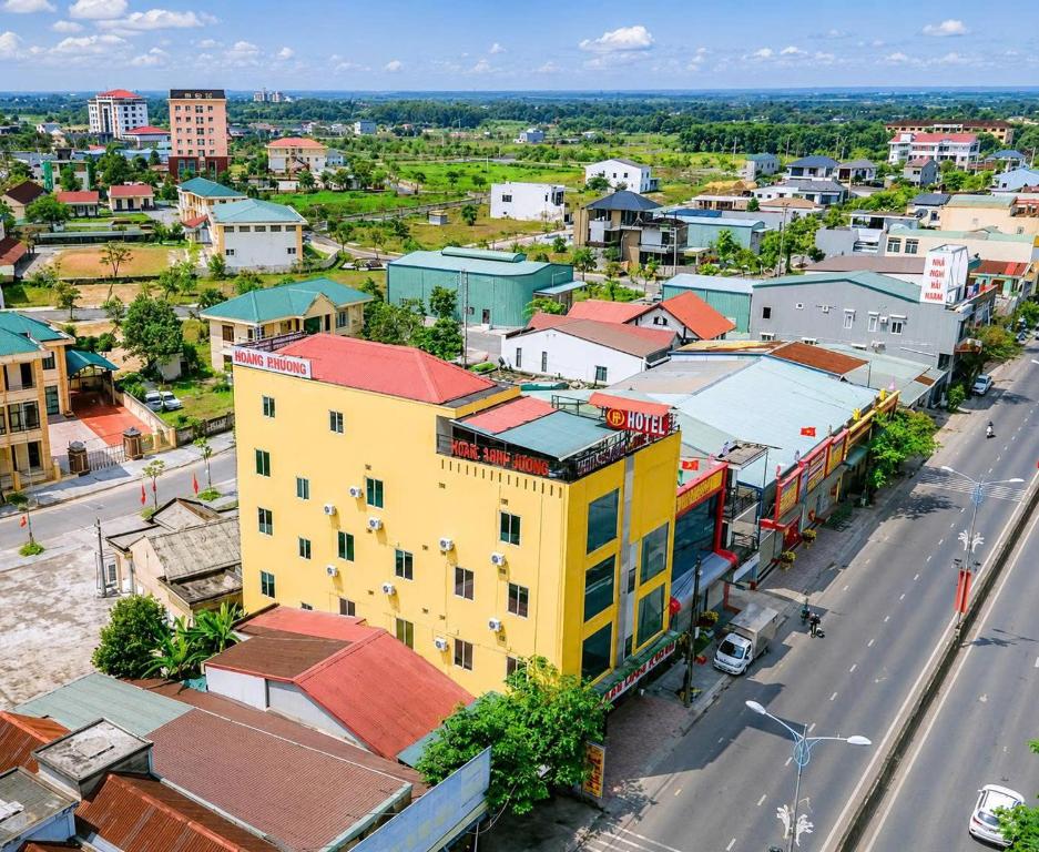 an overhead view of a city with a street at Long Khang Hotel in Quang Tri