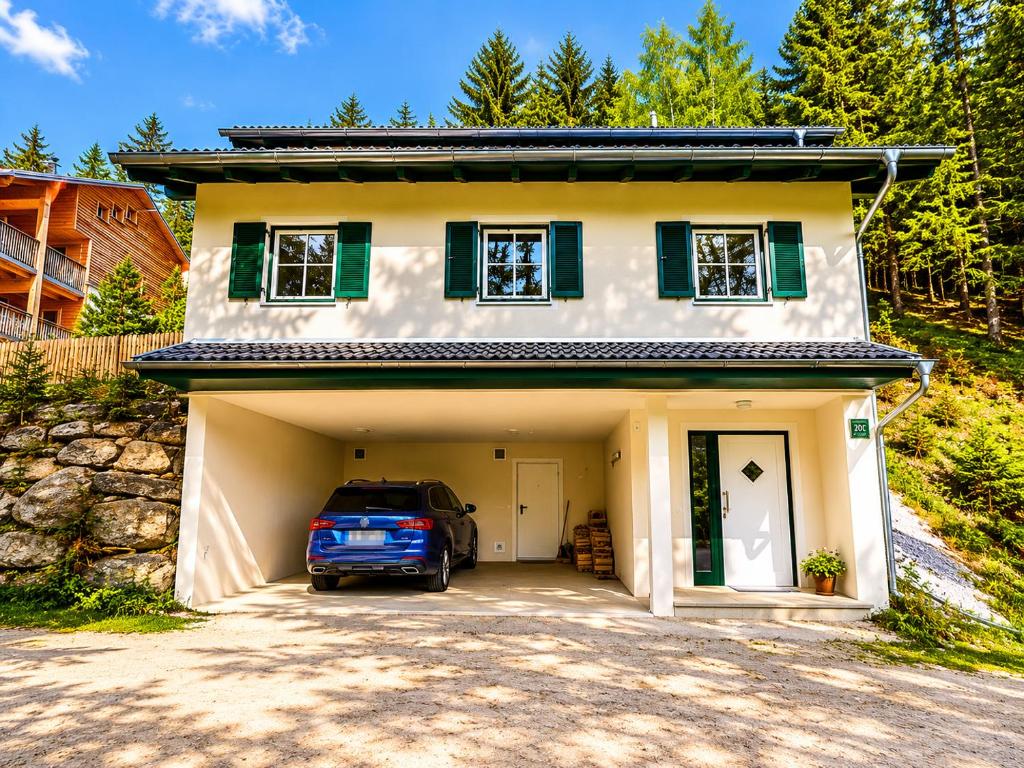 a car parked in front of a house at Chalet am Berg Turracher Höhe Natur & Ski in Turracher Hohe