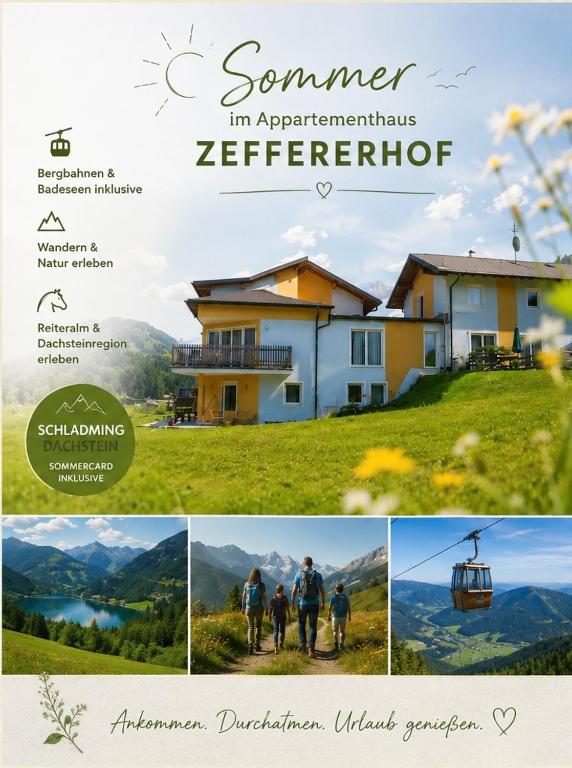 eine Collage von Bildern eines Hauses in der Unterkunft Zeffererhof in Schladming