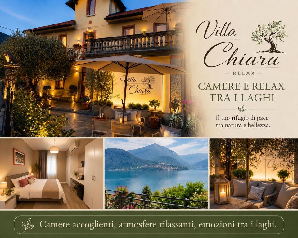 a collage of photos of a villa with a lake at VILLA CHIARA Lago Maggiore in Gravellona Toce