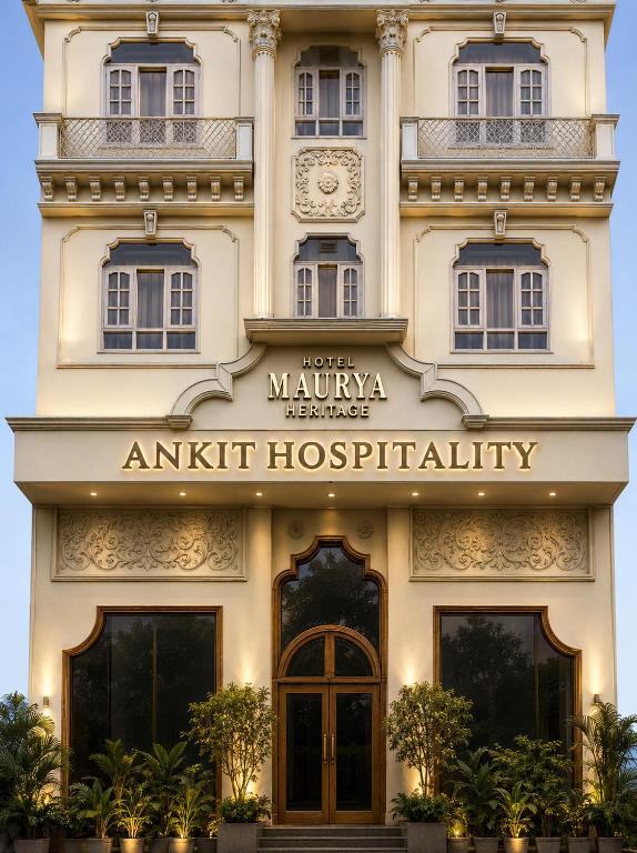 a building with a sign on the front of it at Hotel Maurya Heritage In Karol Bagh in New Delhi