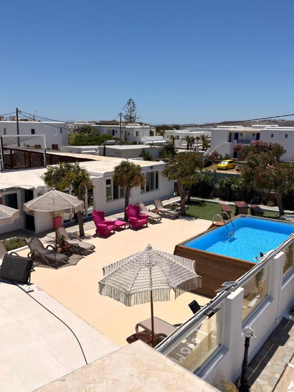 a view of a resort with a swimming pool at Mykonos Secret Spot in Mikonos