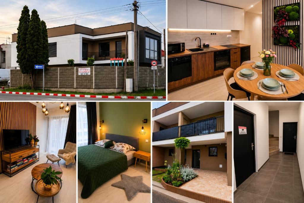 a collage of photos of a house at Apartmán na Rohu I in Malacky
