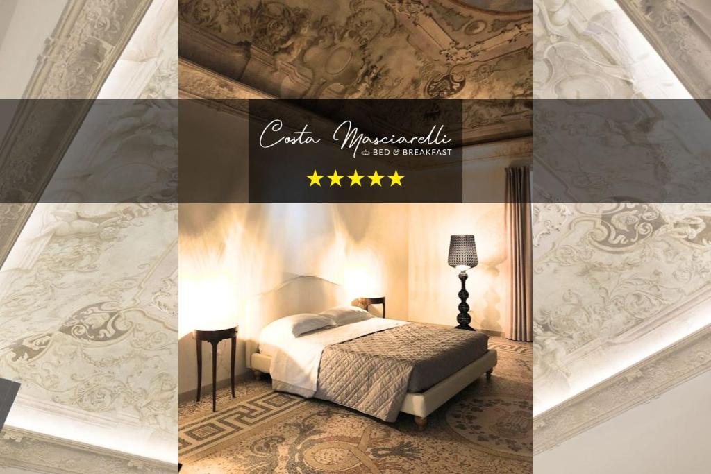 a collage of pictures of a bedroom with a bed at B&B Costa Masciarelli - Suite affrescate a due passi dal Duomo in LʼAquila