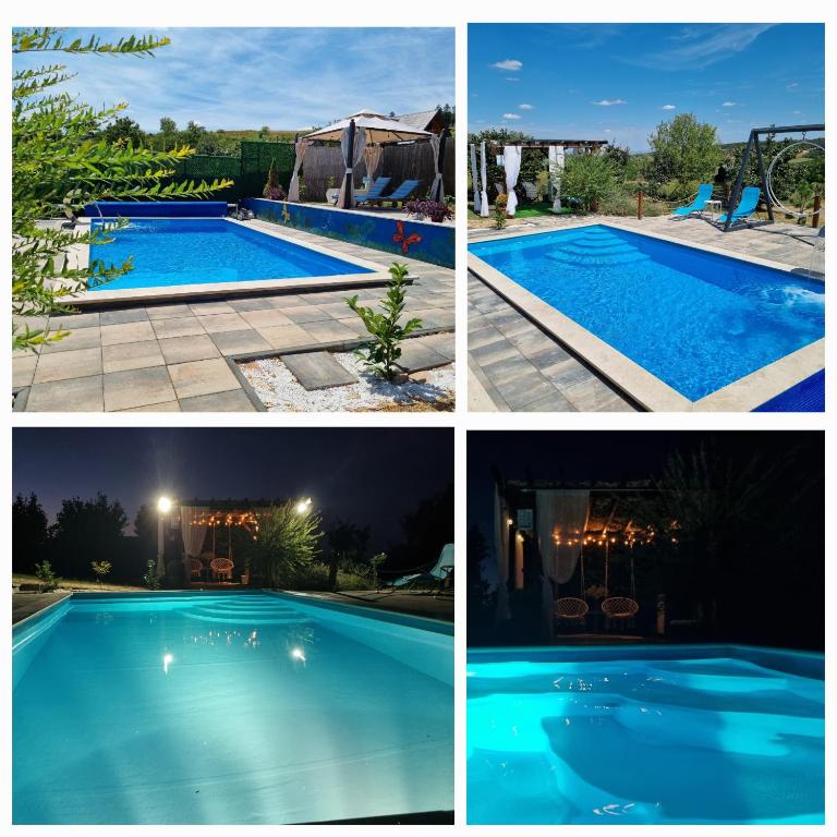 a group of four pictures of a swimming pool at Vila Stancevic wellness in Sremski Karlovci