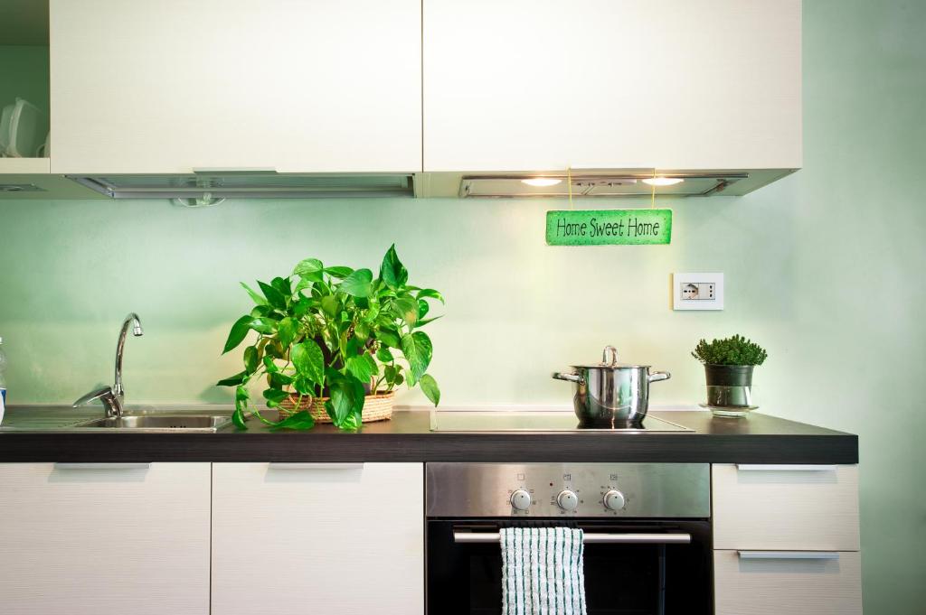 Kuchyň nebo kuchyňský kout v ubytování Arc en Ciel Appartments