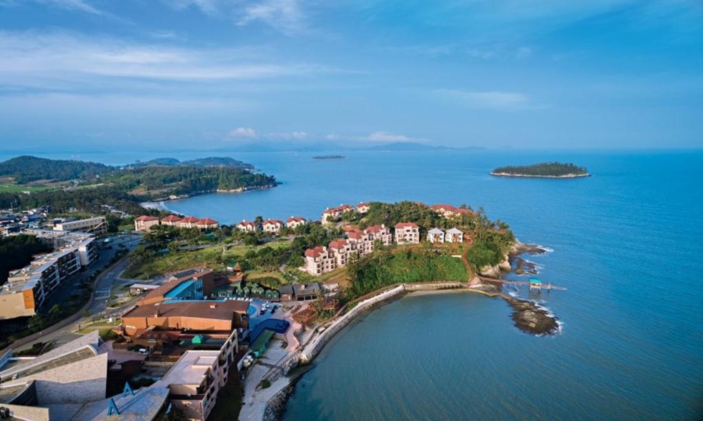 an aerial view of a small island in the water at Eldorado Resort in Sinan