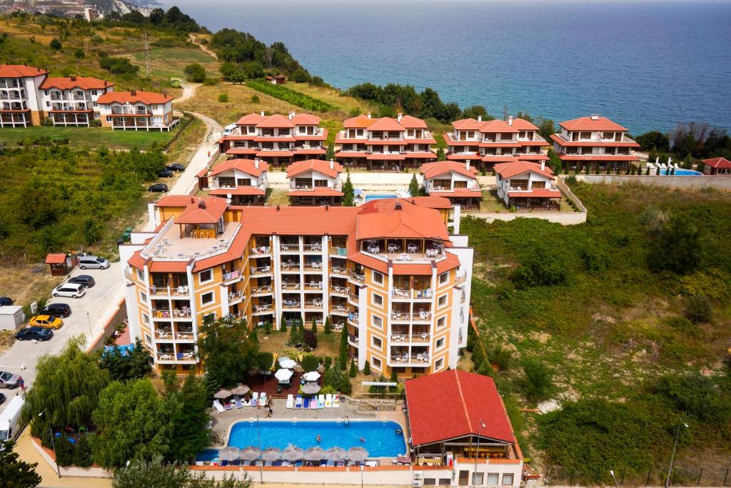 an aerial view of a resort with a swimming pool at Hotel Vemara Club in Byala