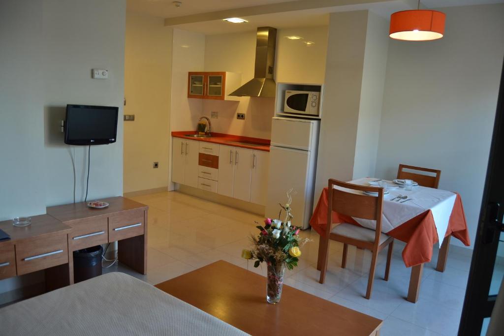 A kitchen or kitchenette at Aparthotel Bahía