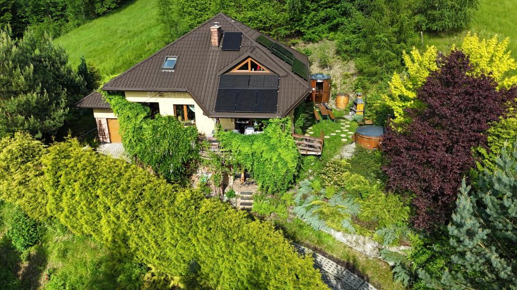 an aerial view of a house on a hill at Dom na wzgórzu - Brenna in Brenna
