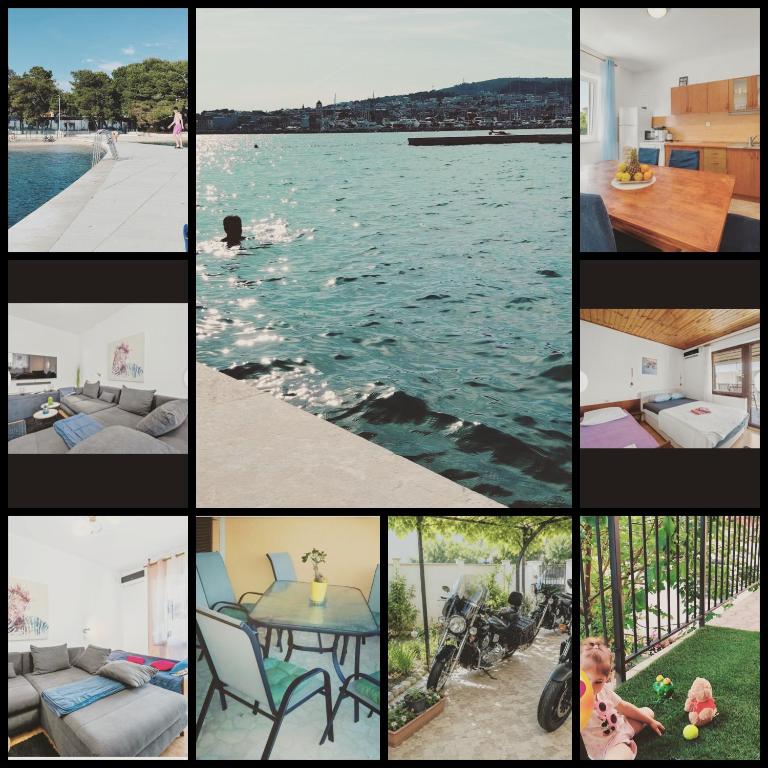 a collage of pictures of houses and the water at Apartman Arija-Pino in Vodice