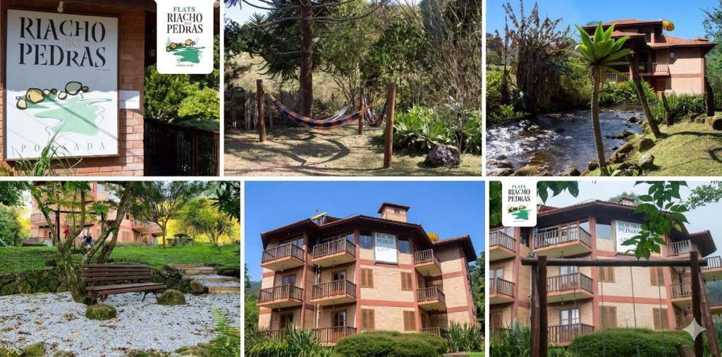 a collage of pictures of a building at Pousada Riacho Das Pedras in Gonçalves