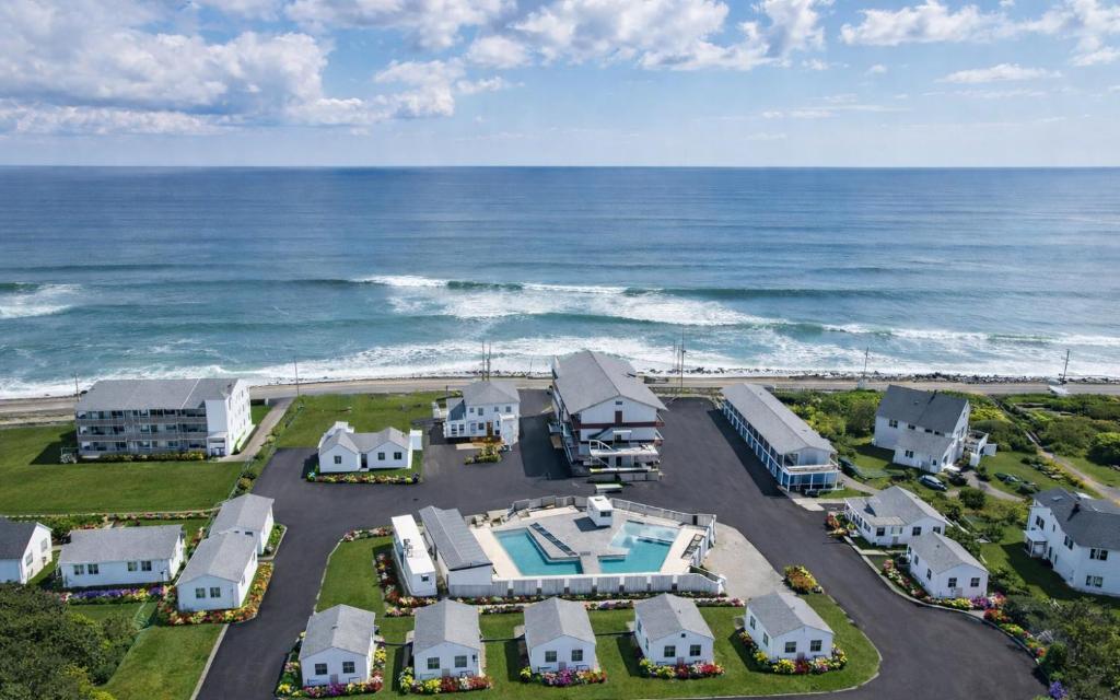 an aerial view of a resort near the ocean at Ocean Surf at York Beach in York