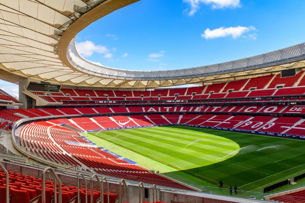 a view of a stadium with a soccer field at ibis budget Madrid Albasanz in Madrid