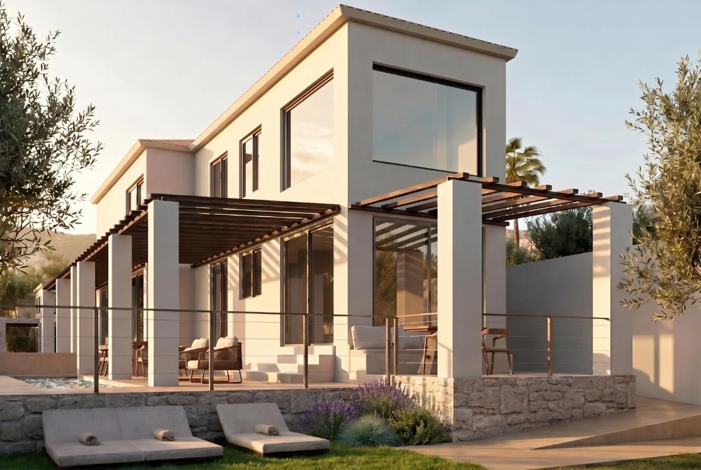 a rendering of a villa with a house at athanasia sea view home front house in Polychrono