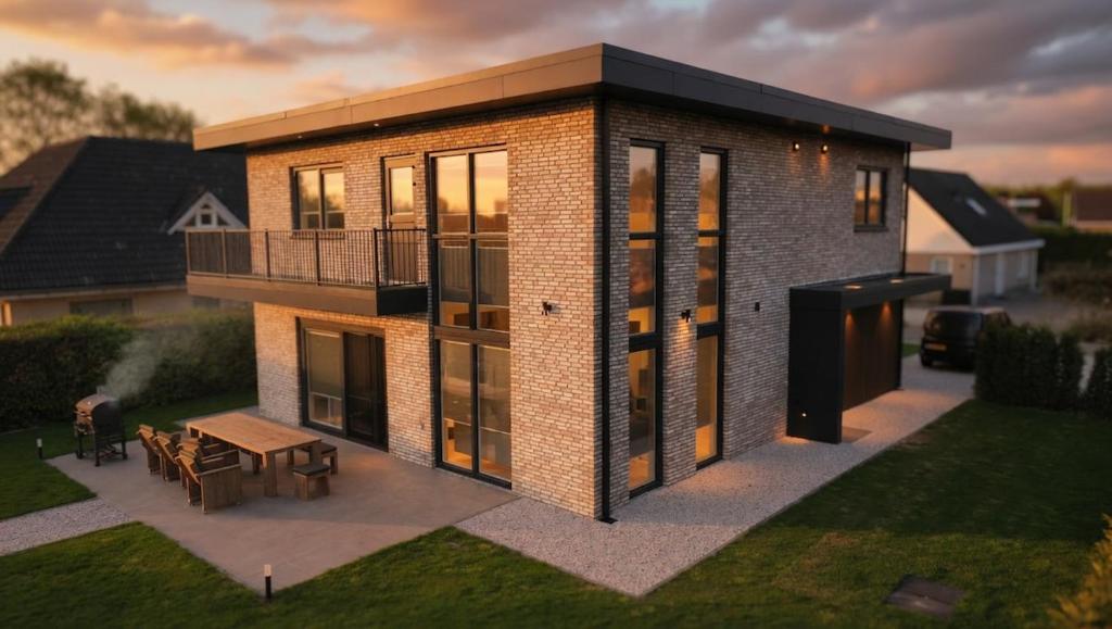 a rendering of a house with a patio at Villa Aurelia Spa, Zeewolde 51 in Zeewolde