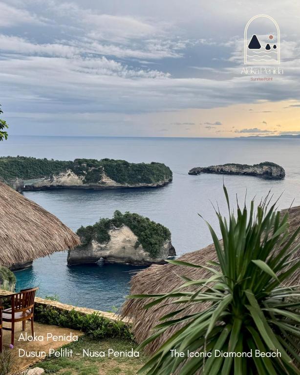 a view of the ocean with islands in the water at Aloka Penida in Klungkung