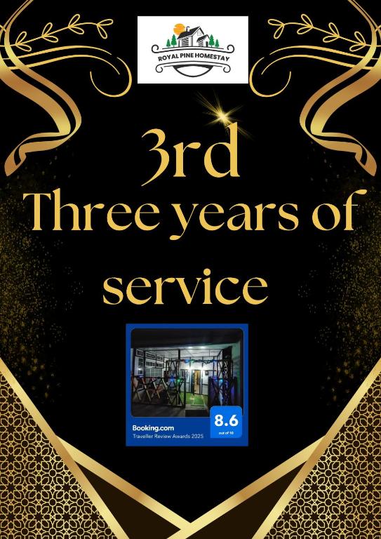 a poster for the three years of service at Royal Pine Homestay in Shillong
