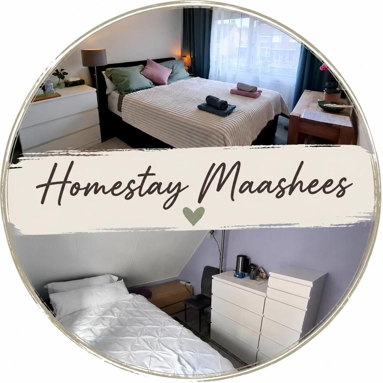 a mirror in a room with a bedroom with a bed at Homestay Maashees in Maashees