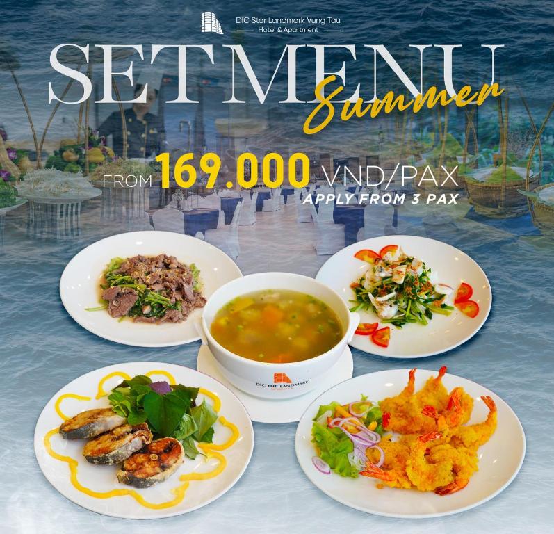 a flyer for a restaurant with four plates of food at DIC Star Landmark in Vung Tau