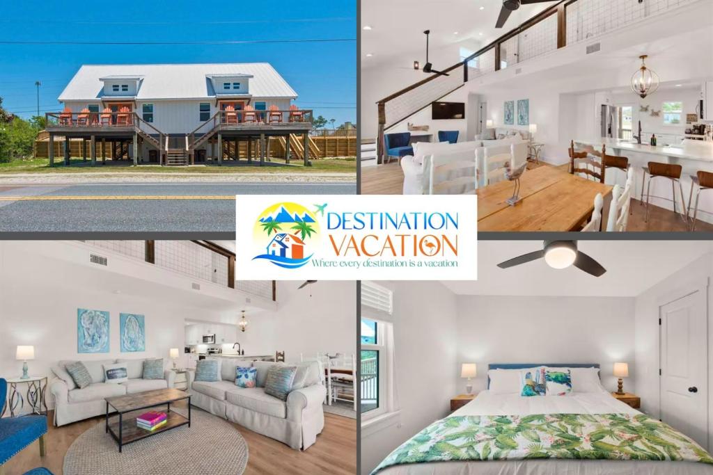 a collage of pictures of a house at Spacious 3BR Beach Retreat Sleeps 10 Family Ready in Port Saint Joe