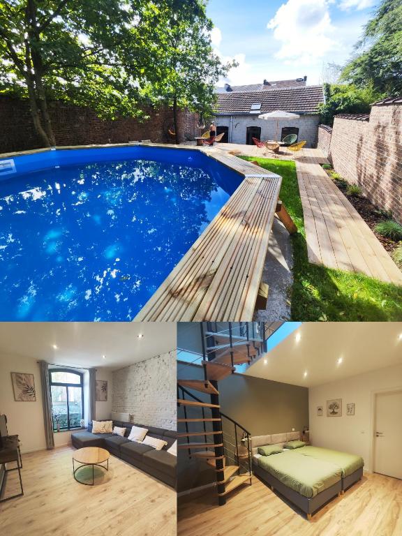 a large swimming pool in a house at L'atelier in Verviers