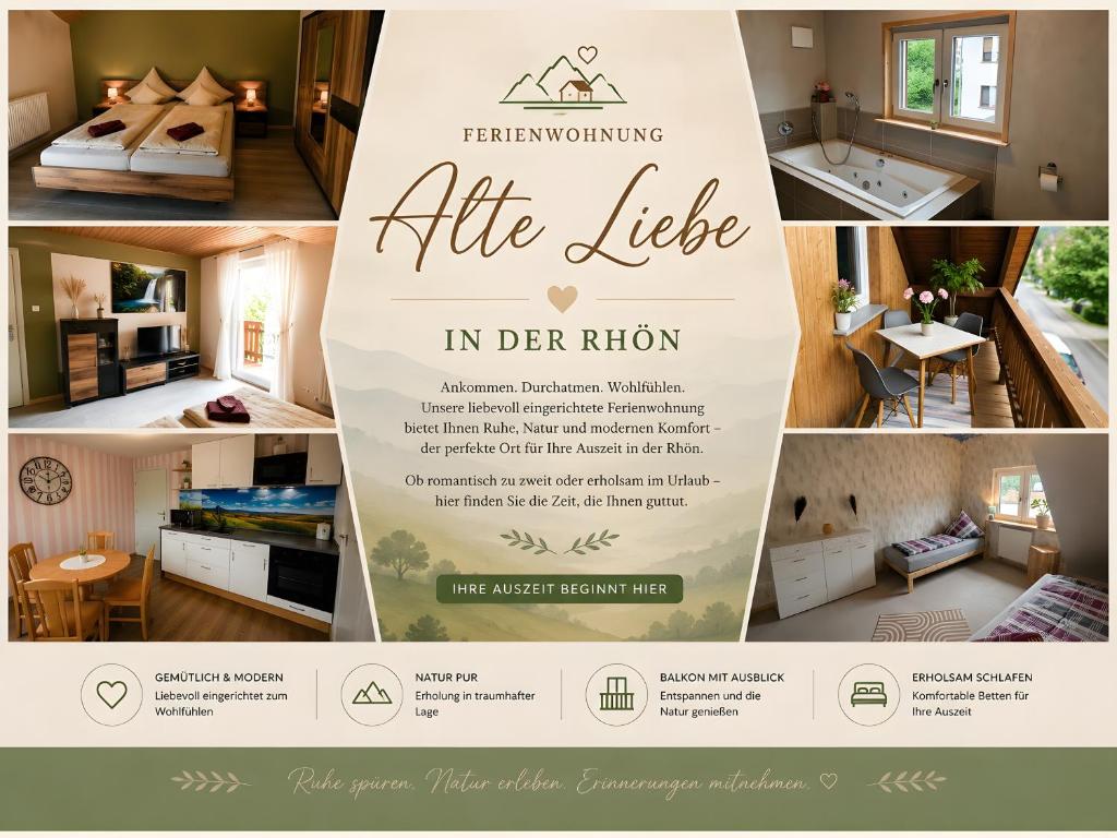 a collage of different pictures of a room at Ferienappartment Alte Liebe in Poppenhausen
