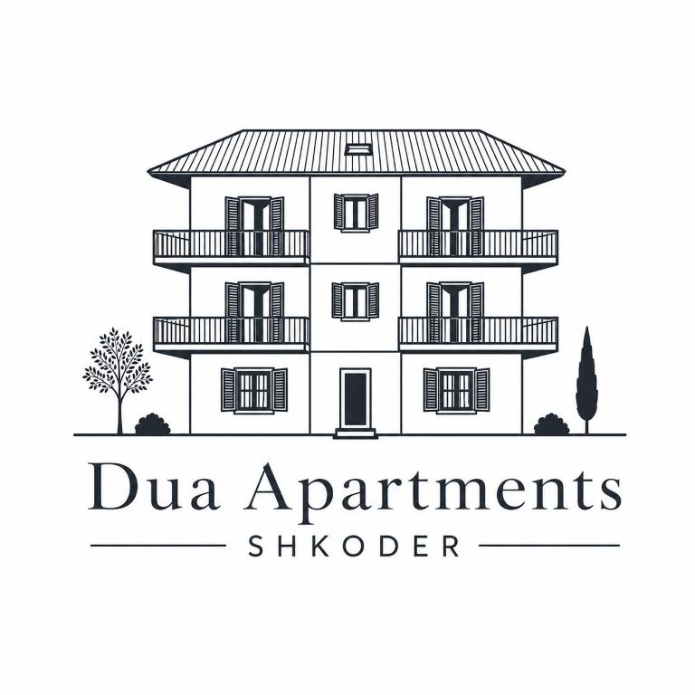 a black and white drawing of aominium building at Dua 1 Apartments Shkoder in Shkodër