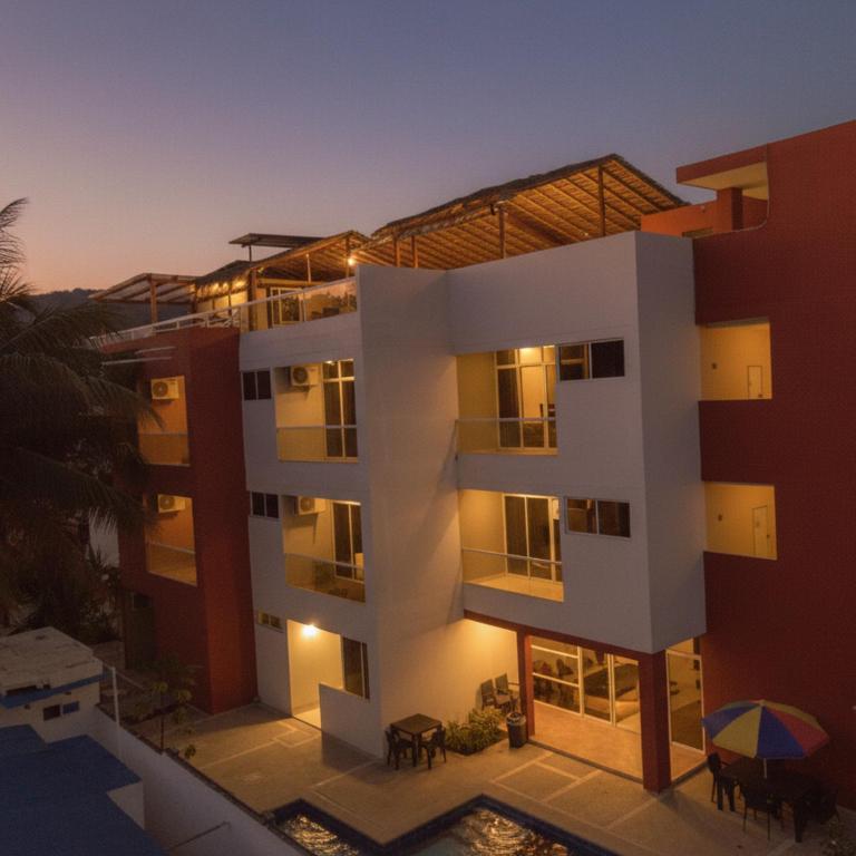 a view of a building at night at Macedonia in San Clemente