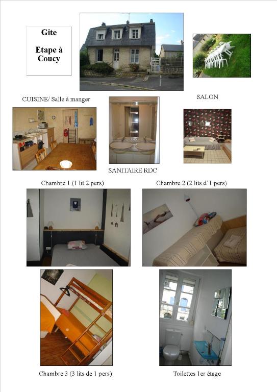 a collage of different pictures of a house at Gite ETAPE A COUCY in Coucy-le-Château-Auffrique