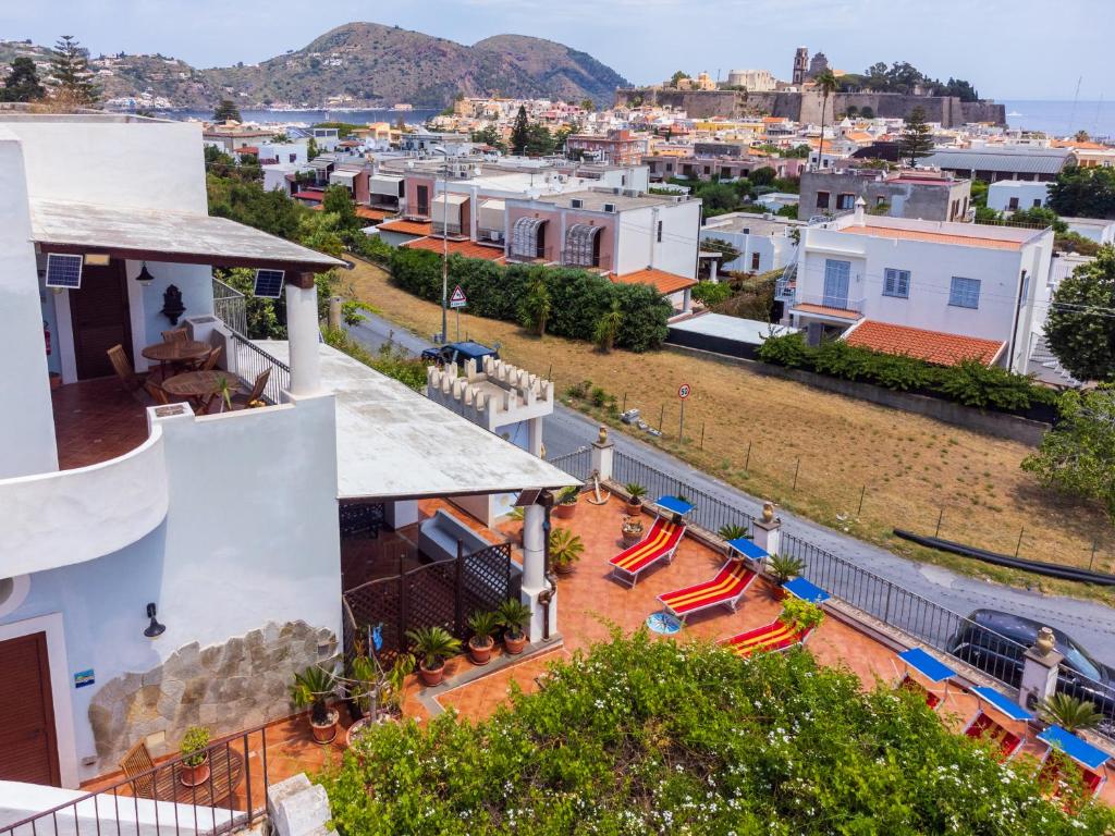 an aerial view of a building with a playground at Villa Artemis by Isula in Lipari