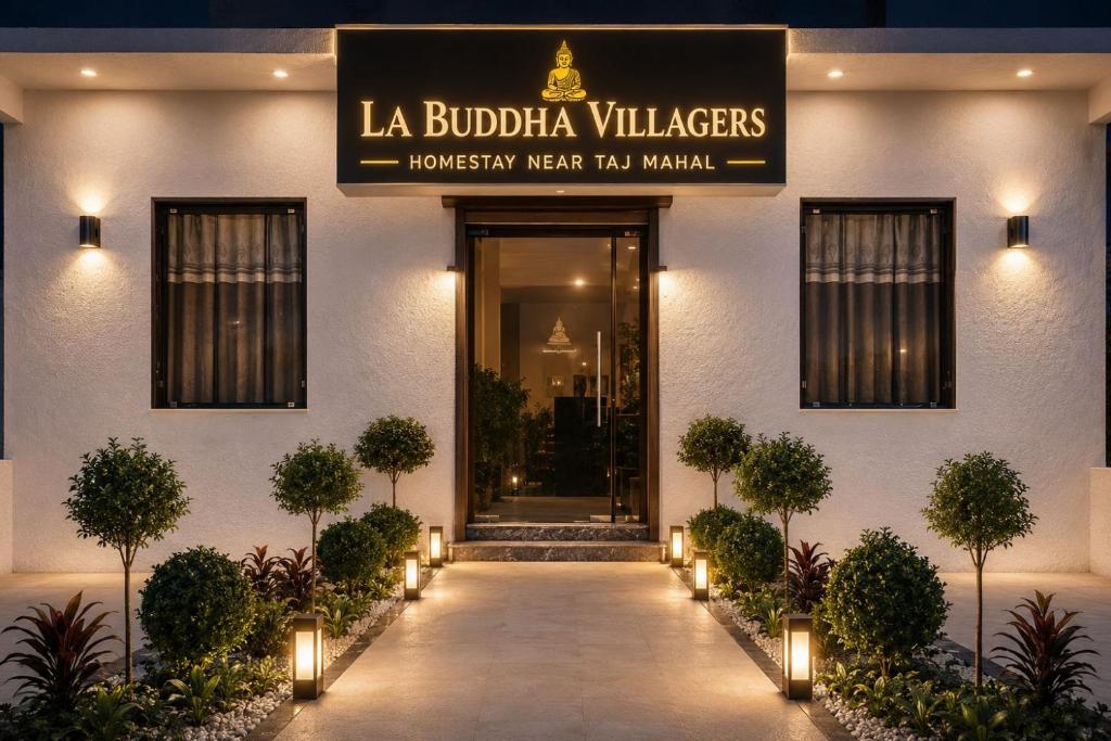 a building with a sign that reads la buliba villelez at La Buddha Villagers Homestay - Near Taj Mahal Agra in Agra