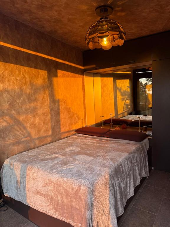 a bedroom with a bed and a mirror at Minnie Diamond in Divčibare